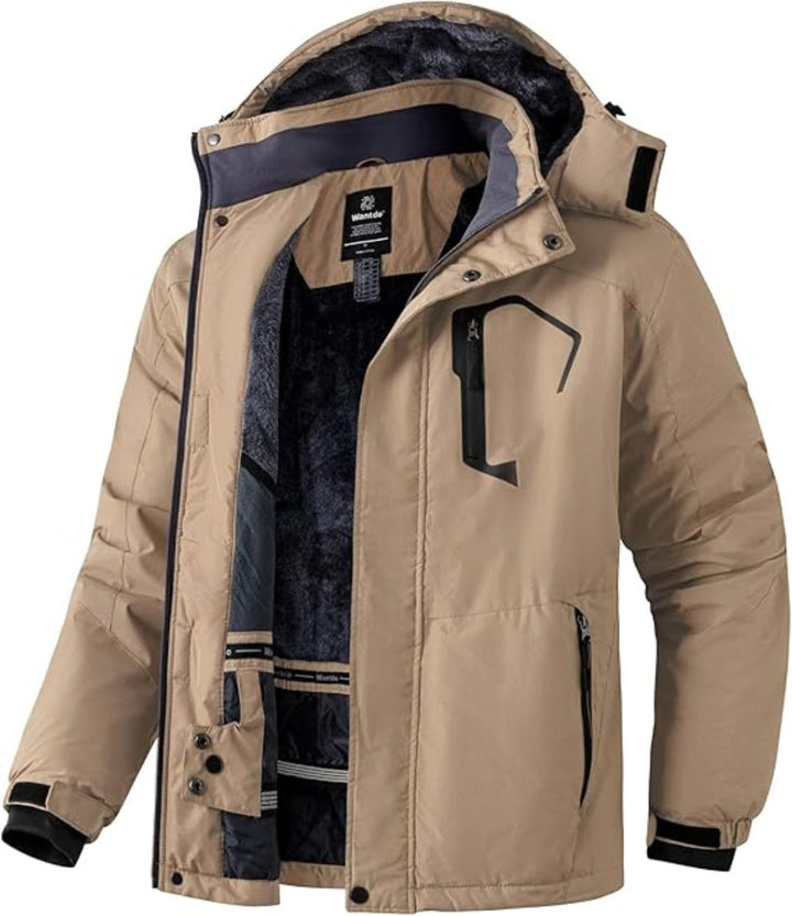 Waterproof Jacket For Men Outdoor Warm Windbreaker Jackets with Detachable Hooded - OneBag