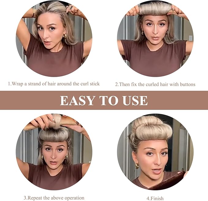 3 Pcs Beige Sleep In Heatless Curlers, No Heat Curler Roller for Long Medium Hair Overnight Heatless Curls - OneBag
