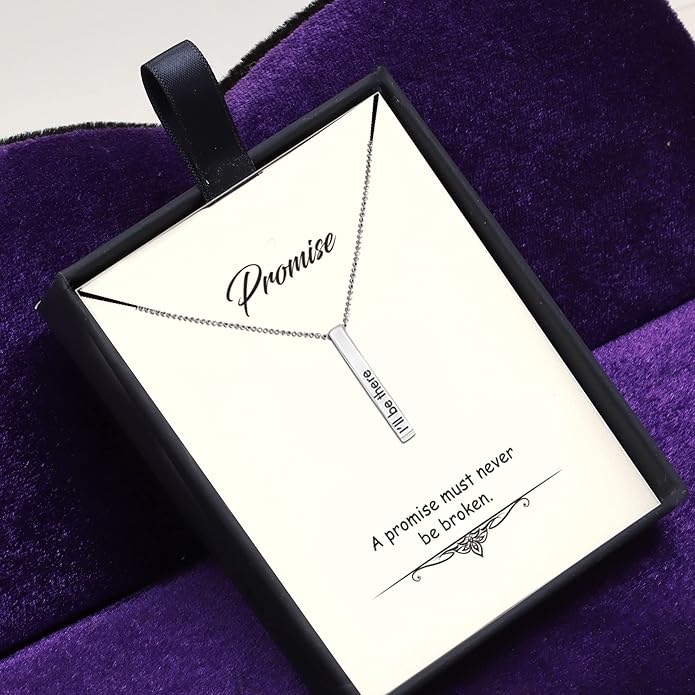 925 Sterling Silver I'll be There Silver 3D Dimensional Bar Charms Necklace Pendant Jewellery for Teen Women - OneBag