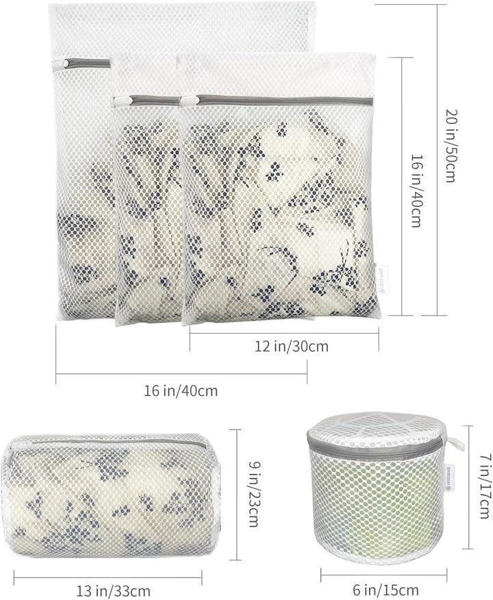 2 4 5 Pcs Mesh Laundry Bags, Travel Organiser, Closet Storage with Protective Zipper - OneBag