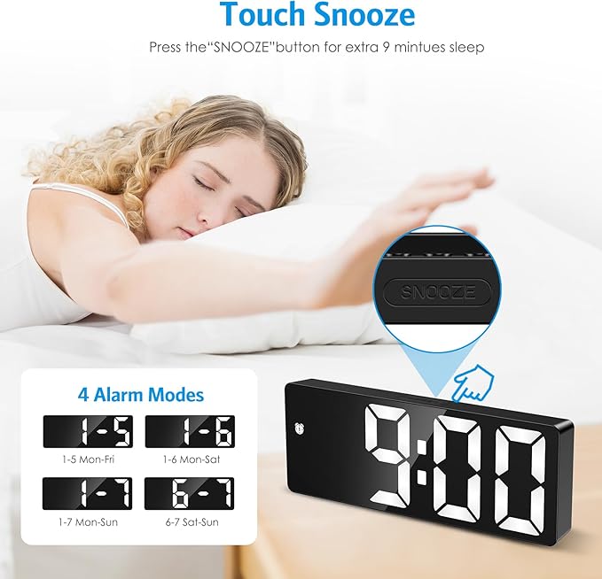 Digital Alarm Clock Bedside with 6.5" Large Display, Type-C/Battery Powered Alarm Clock - OneBag