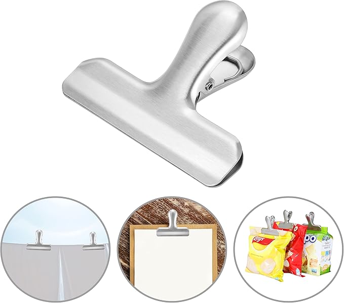 10 Pcs Stainless Steel Closure Clips, Metal Clips for Bags and Documents - OneBag