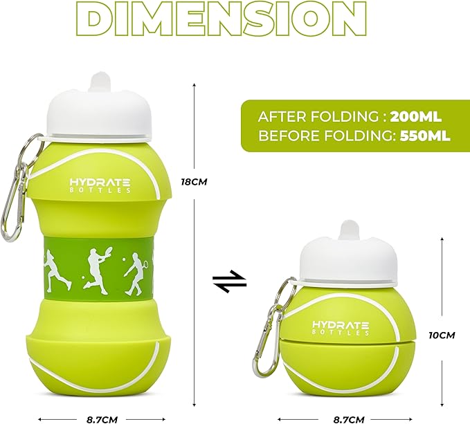 Silicone Green & White Collapsible Water Bottle, Leakproof & Portable Foldable Water Bottle - OneBag