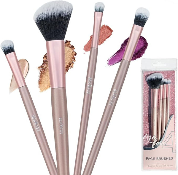 4 Pcs Makeup Brushes, Makeup Brush Set, Premium Synthetic Foundation Blending Brush