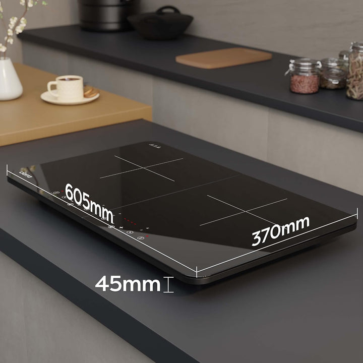 Aobosi Double Induction Hob,Induction Hobs with Black Glass Panel Body, Independent Control,Induction Cooker with 20 Temperature Setting&18 Power Levels[Upgrade],4-Hour Timer,2800W,Safety Lock - OneBag