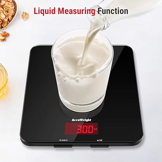 ACCUWEIGHT Used 201 Digital Kitchen Scales with Tempered Glass Platform, Electronic Weighing Food Scale with Backlit LCD Display Multifunctional - OneBag