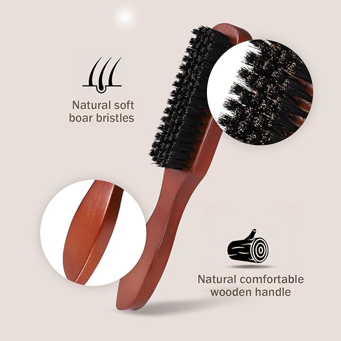 2 Pcs Teasing Hair Brush, Bristle Brush Hair for Hair and Beards, Wood Handle Detangle Hair Brush for Men and Women - OneBag