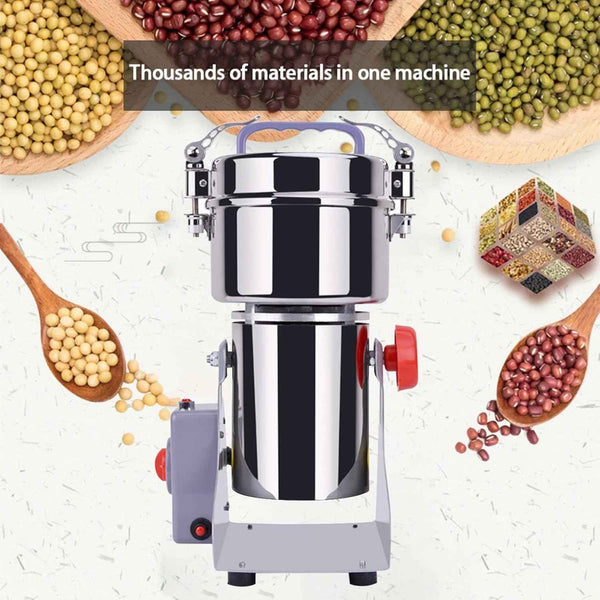 Electric Grain Mill and Grinder - 800g 1800W Powder Machine for Nut, Cereal, Flour