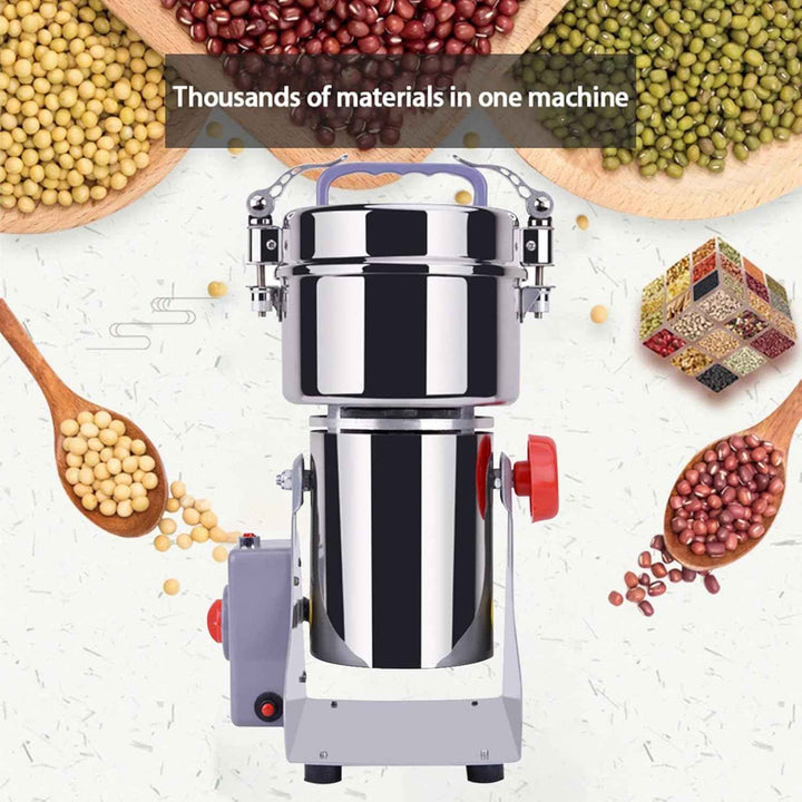 Electric Grain Mill and Grinder - 800g 1800W Powder Machine for Nut, Cereal, Flour