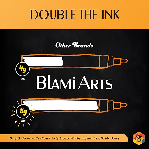 Blami Arts Chalk Markers White 4 Pack with Two Times More Liquid Ink 8g - OneBag