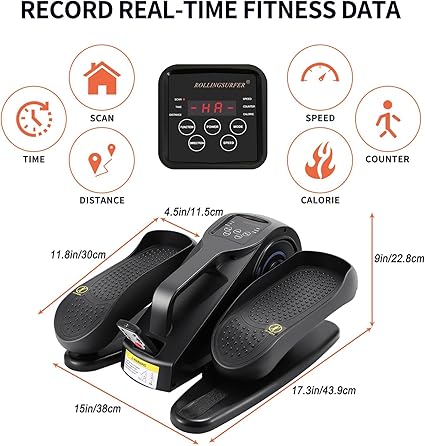 Rollingsurfer Under Desk Elliptical Machine, Adjustable Speeds Elliptical Trainer with Remote Control, Seated Pedal Exerciser - OneBag