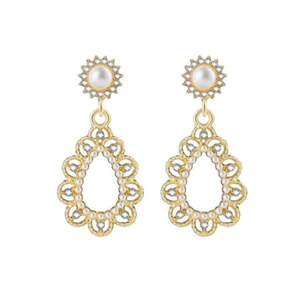 Elegant Gold Plated Copper Teardrop Drangle Earrings, Women Fashion