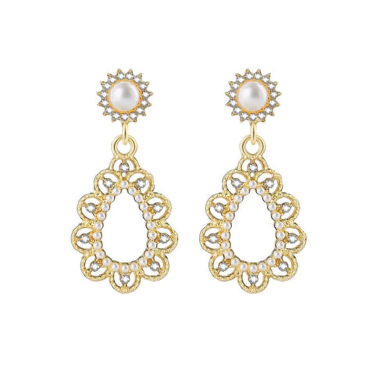 Elegant Gold Plated Copper Teardrop Drangle Earrings, Women Fashion - OneBag