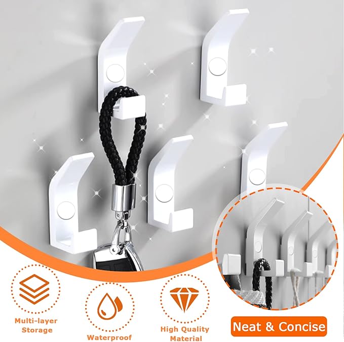 Gerhannery 5 Pcs Coat Hooks for Hanging, Heavy Duty Hat and Coat Hanger Hooks with Fixing Screws, Wall Dual Hooks Clothes Hanger Wall Mounted - OneBag