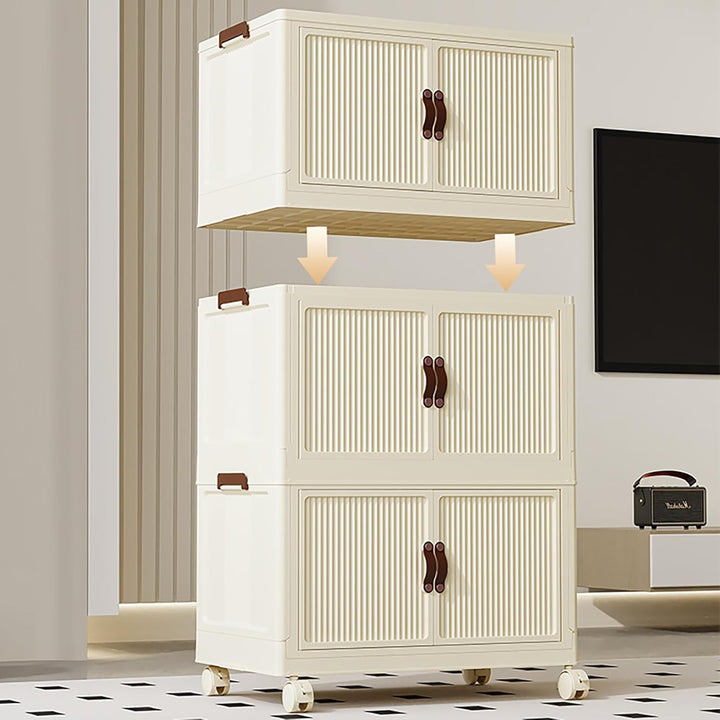 5 Pcs 52Litre Large Plastic Storage Box with Lid, Stackable Collapsible Storage Boxes Open Front - OneBag