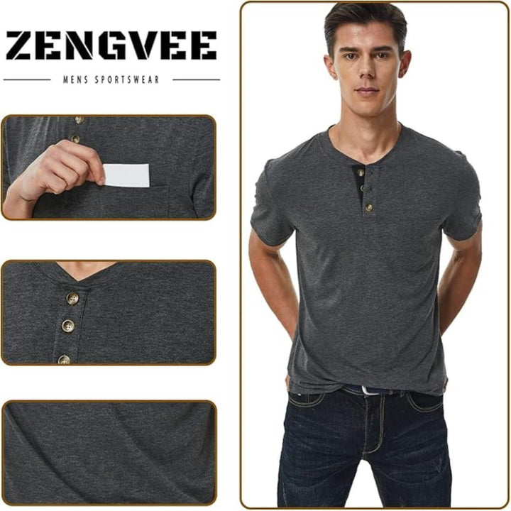 Men Casual T Shirt, Blue - OneBag