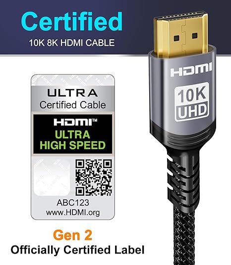 Sniokco 8K HDMI 2.1 Cable 15M, 48Gbps High Speed HDMI® Cable - OneBag