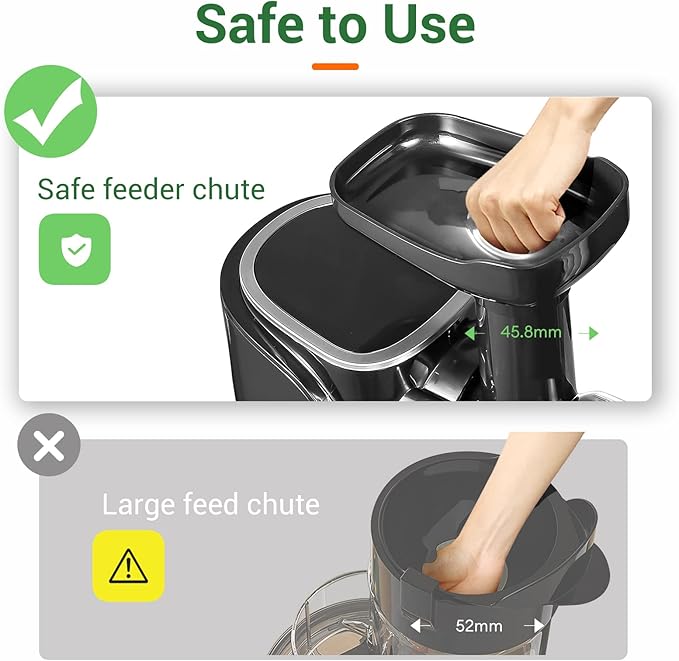 AMZCHEF Black Cold Press Juicer with 2 Speed Control, High Juice Yield Juicer Machines with Ultradense Filter- 310 - OneBag