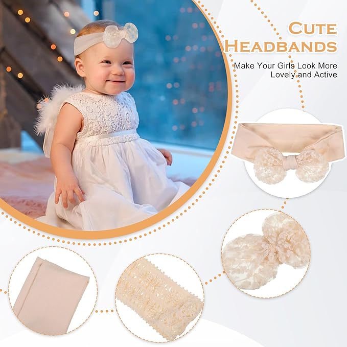 3 Pcs EUIOOVM Baby Headband, Baby Girls Bows Headwear, Soft Cute Cotton Baby Hair Bands, Bowknot Elastic Newborn Turban Hair Accessories - OneBag