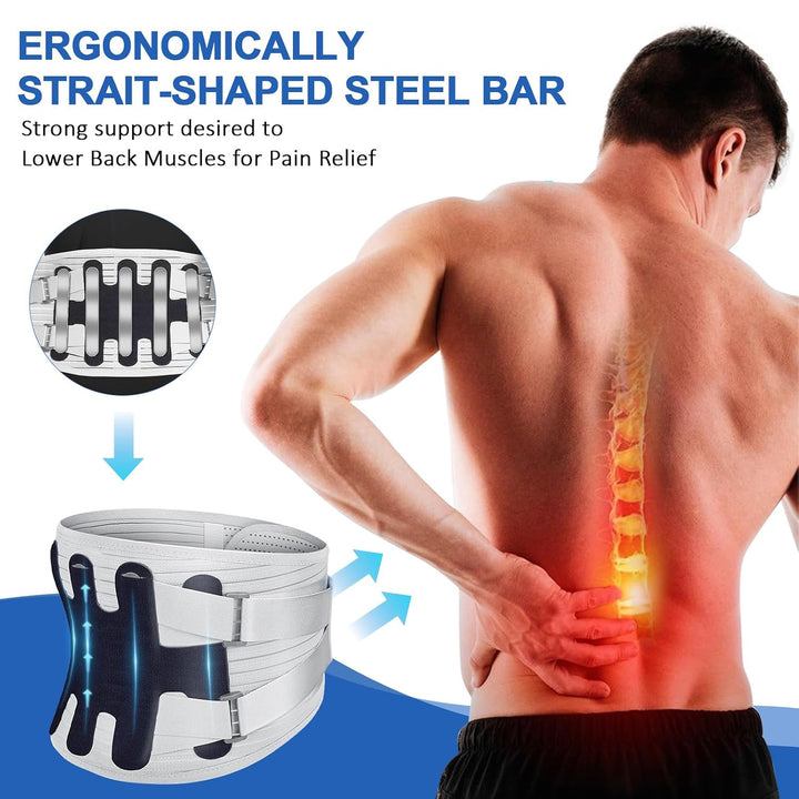 Lower Back Support Belt for Pain Relief, 5 Ribs Adjustable Lumbar Support for Disc, Sciatica, Scoliosis - OneBag
