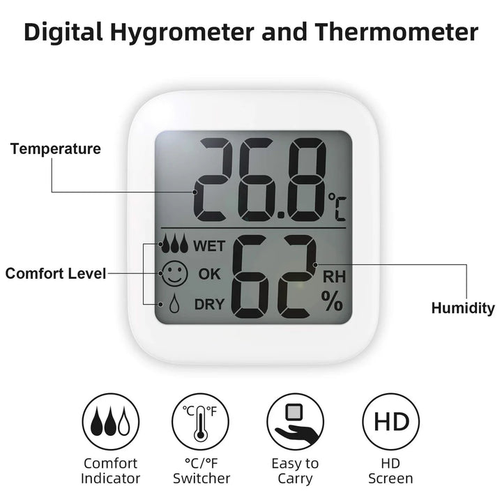 3 Pcs Outdoor Indoor Mini HD 2.1” Display Digital Thermometer Humidity Meter Hygrometer - OneBag