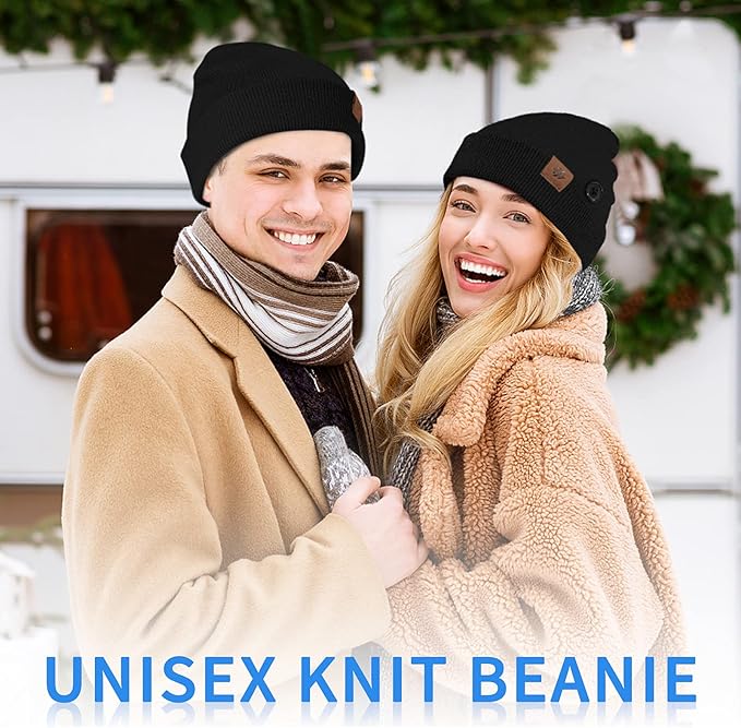 Black Beanie Hat Winter Hat for Men and Women, Stretchy Soft Knitted Hat Unisex - OneBag