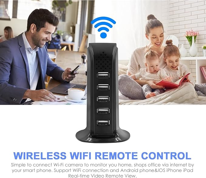Spy Hidden Camera, WiFi USB Charger Spy Camera, 5-Port USB Port 1080P Wireless Security Nanny Cam Mini Video Recorder - OneBag