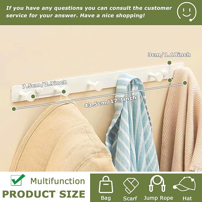 Gerhannery Black Coat Racks for Wall, Coat Hangers Wall Mounted with 6 Rond Hooks, Heavy Duty Coat Hooks Wall Mounted Clothes Hat Hooks - OneBag