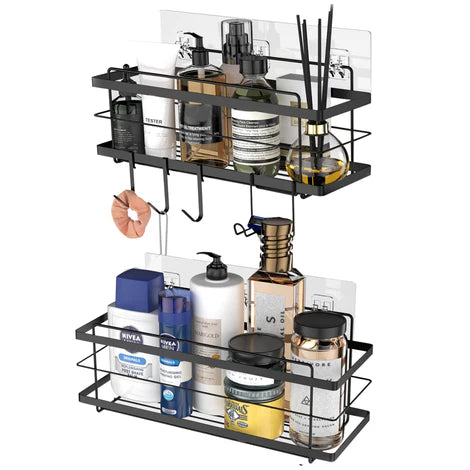 2 Pcs Stainless Steel Shower Shelves, without Drilling - OneBag