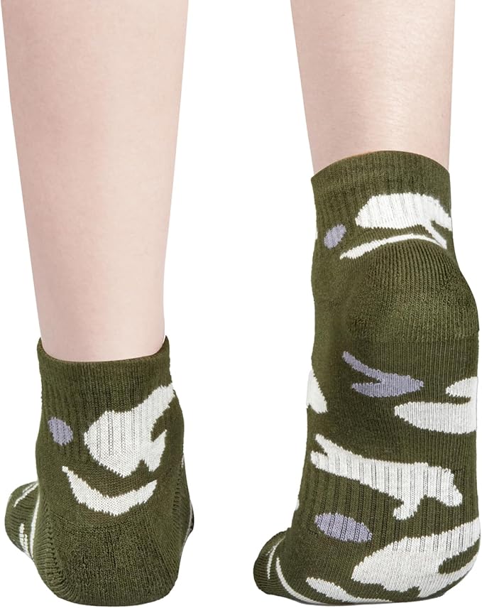 5 Pcs Men's Camo Sports Socks, Moisture Wicking Quarter Cushioned Running Socks, Casual Athletic Ankle Socks - OneBag