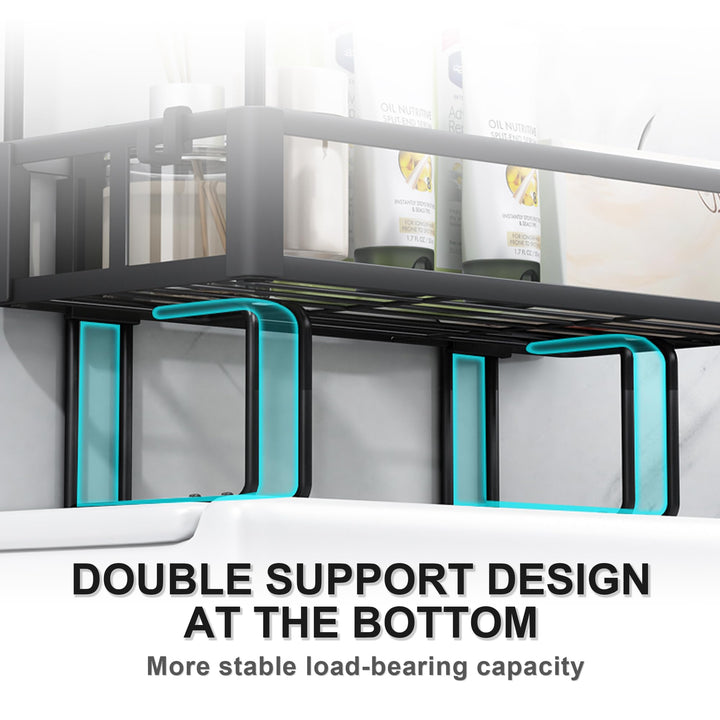 Black Over Toilet Bathroom Organizer, Stainless Steel Toilet Tank Basket, No Drilling 3-Tier Bathroom Shelf - OneBag