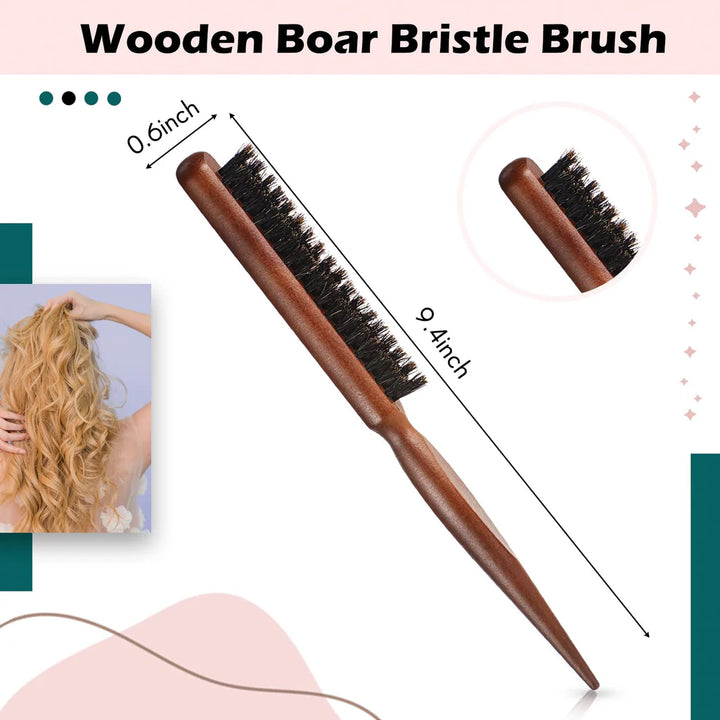 3 Pcs Brown Slick Back Hair Brush Set, Bristle Hair Brush Edge Control, Sleek Bun - OneBag