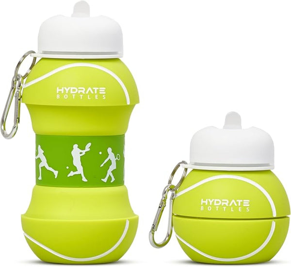 Silicone Green & White Collapsible Water Bottle, Leakproof & Portable Foldable Water Bottle