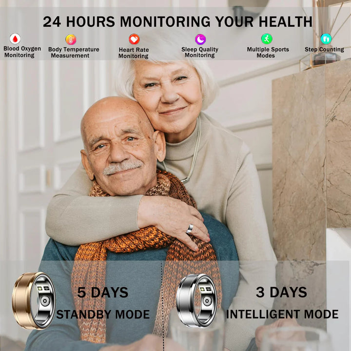 Unisex Smart Ring Fitness Tracker, Sleep Tracking, Heart Rate, Blood Oxygen Monitoring - OneBag