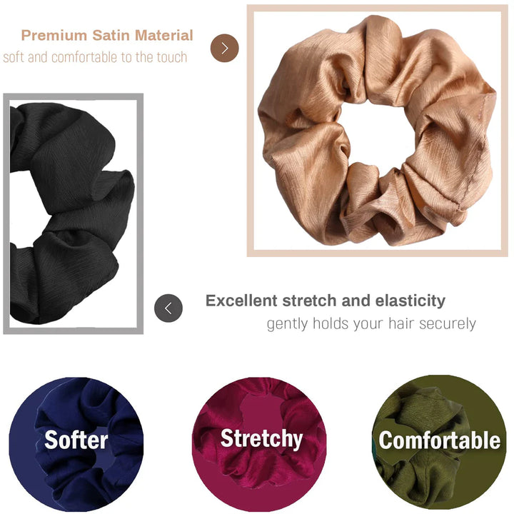 Silk Satin Hair Scrunchies, Silk Colourful Bobbles Elastic Hair Bands, Hair Tie (Pack of 12) - OneBag