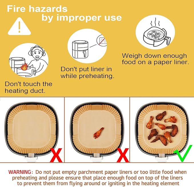 6.3 inch/ 16cm Disposable Square Air Fryer Liners - OneBag
