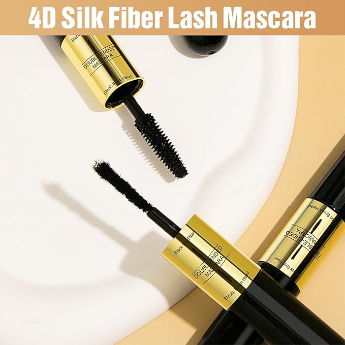 Incisite Mascara Black, Double Head Fiber Lash Mascara, Long-Lasting Waterproof Mascara, Long Thick & Voluminous Lash Mascara for Natural Eye Makeup, Clump-Free - OneBag