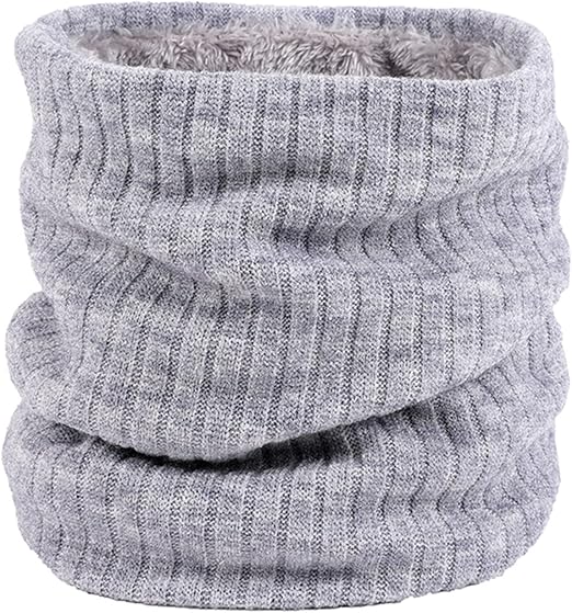 Winter Neck Warmer Knit Scarf, Thicken Circle Scarf, Fleece Lined Infinity Scarves for Outdoor Sports Skating Skiing Hiking Cycling - OneBag