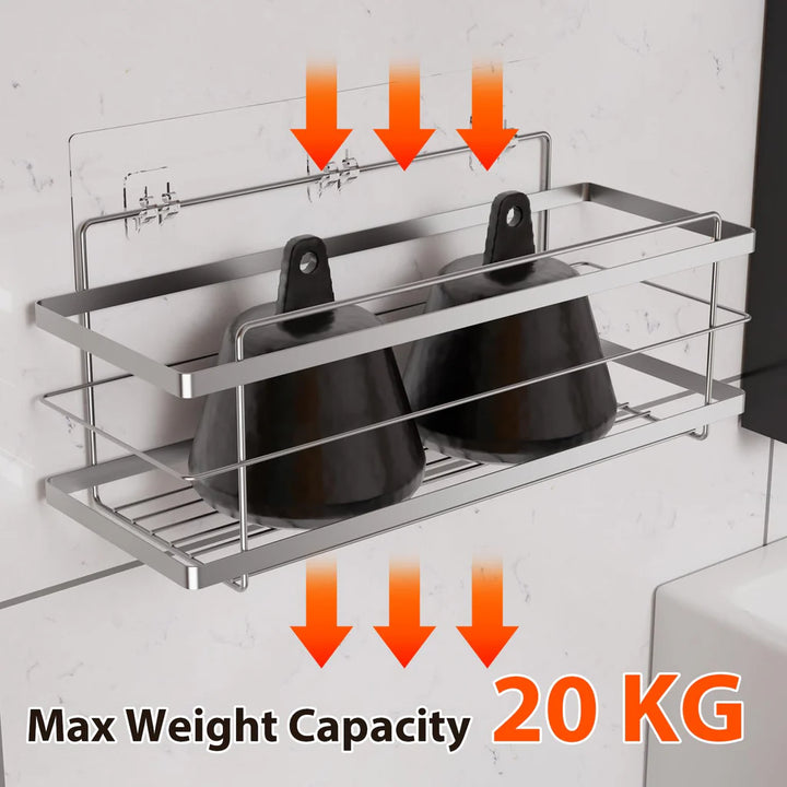2 Pcs Stainless Steel Shower Shelves, without Drilling - OneBag