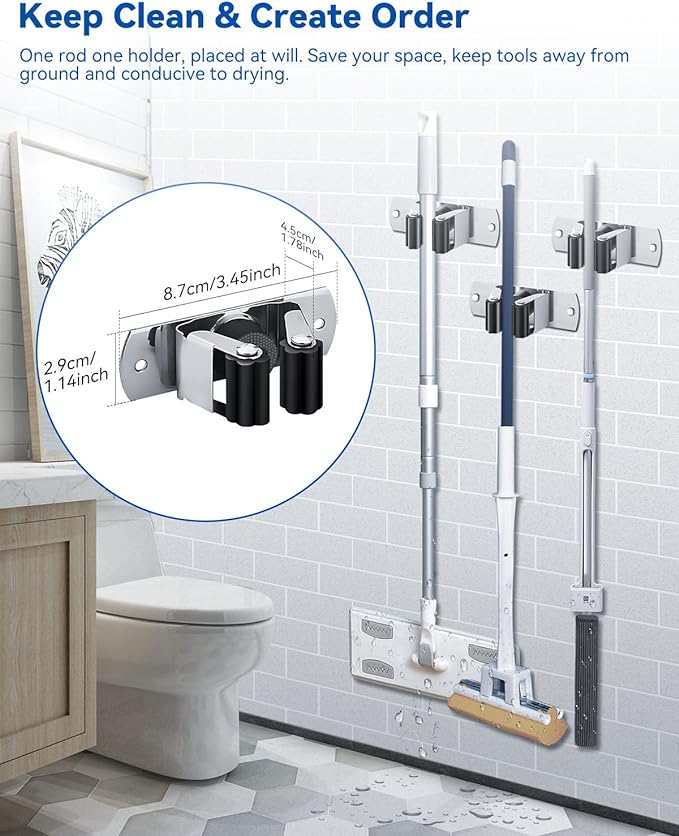 6 Pcs Wall Mounted Broom Holder - OneBag