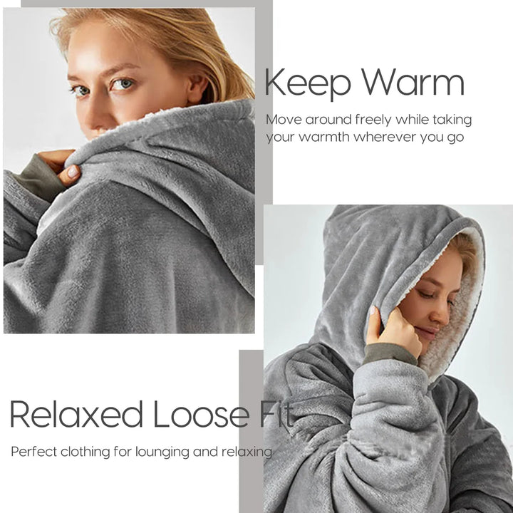 Oversized Hoodie Blanket, Warm Fleece Hoodie, OneSize - OneBag