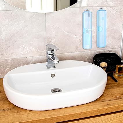2 Pcs Portable Toothbrush Case, Clear Blue Travel Toothbrush Holder Cover - OneBag