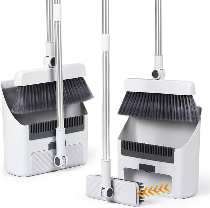3 in 1 Broom with Dustpan Combo Set, Long Handle Broom and Dustpan Set Push Broom Heavy - OneBag