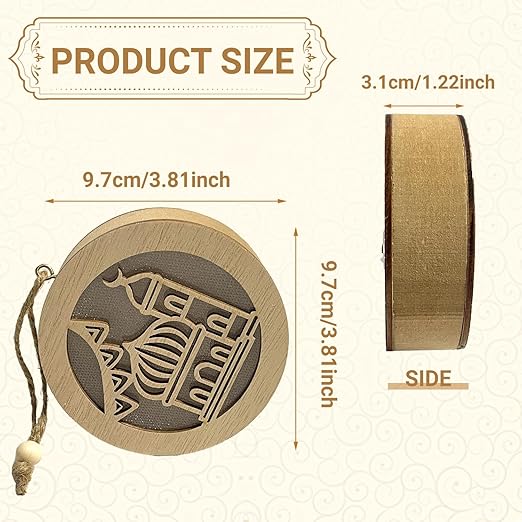 4 Pcs Eid Mubarak Decorations Lights, Wooden Moon Star Ramadan LED Hanging Lights, Muslim Islam Ornament Lantern - OneBag