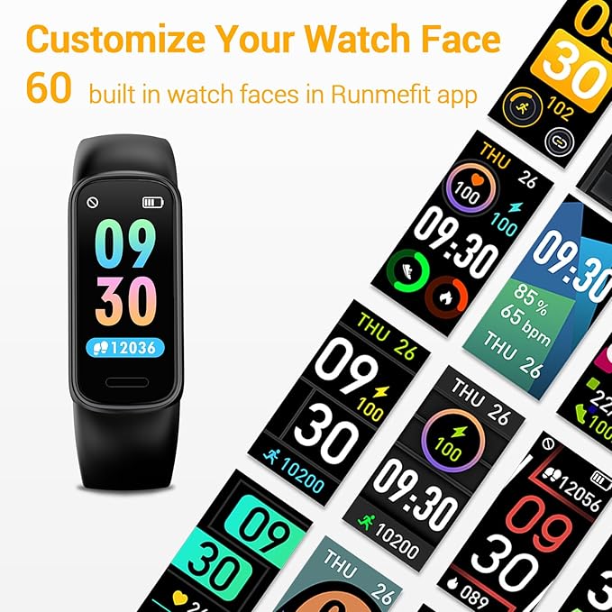 Runlio Fitness Tracker, Smart Watch with Heart Rate Blood Oxygen, IP68 Waterproof Activity Trackers with Sleep Monitor, Steps Calorie Fitness Watch Pedometer for Android Phones iPhone - OneBag