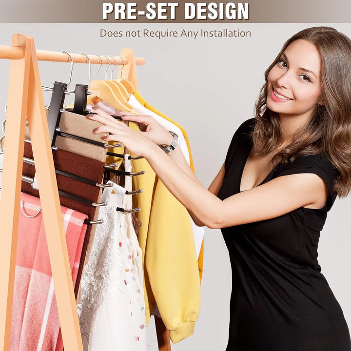 2 Pcs Space Saving Stainless Steel Clothes Storage Organizer & Jeans Hangers for Closet - OneBag