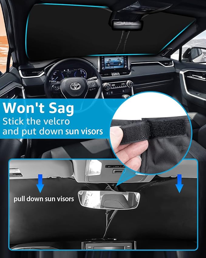 Foldable Car Windshield Sun Shade, Block UV Rays Sun Visor Protector - OneBag