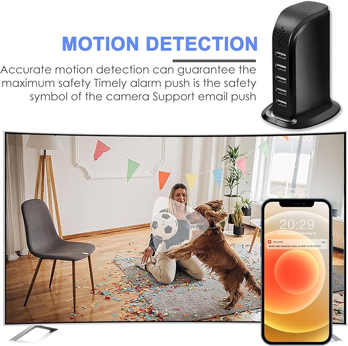 Spy Hidden Camera, WiFi USB Charger Spy Camera, 5-Port USB Port 1080P Wireless Security Nanny Cam Mini Video Recorder - OneBag