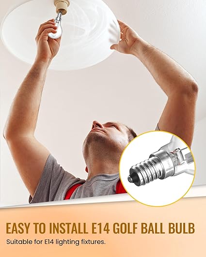 2 Pcs Luxvista E14 Halogen Light Bulbs Small Screw, 42W Dimmable Halogen Bulbs, 2700K Warm White Small Edison Screw P45 Golf Ball Bulb, SES Clear Classic E14 Light Bulb,613lm - OneBag