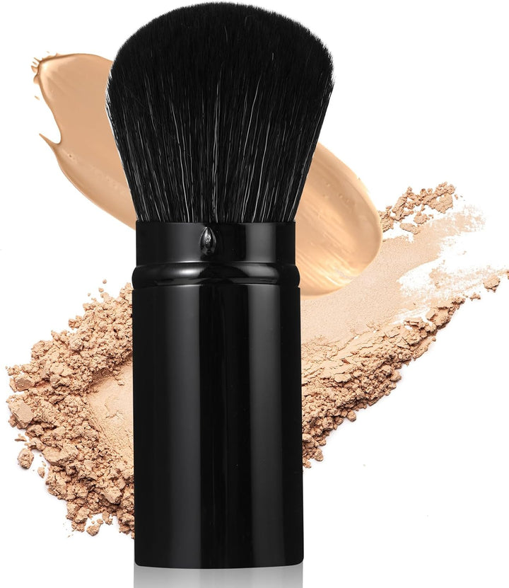 Makeup Brush, Kabuki Face Brushes with Angled Retractable Travel Blush, Kabuki Synthetic Brush Portable - OneBag
